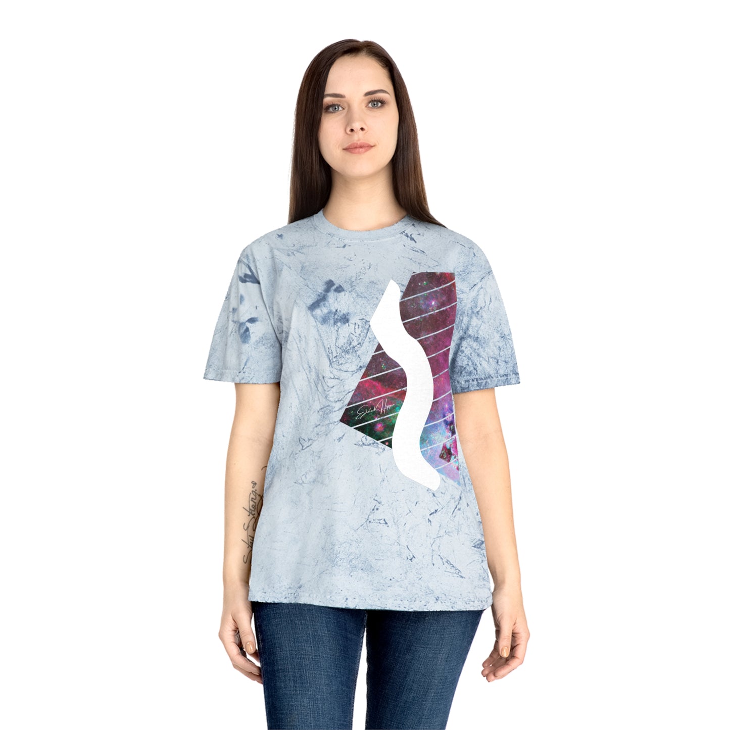 Elated Hippie Colorful Unisex 100% Cotton T-Shirt Swerve, Vibrant Graphic Tee for Art Lovers, Casual Summer Wear, Gift for Music and Art