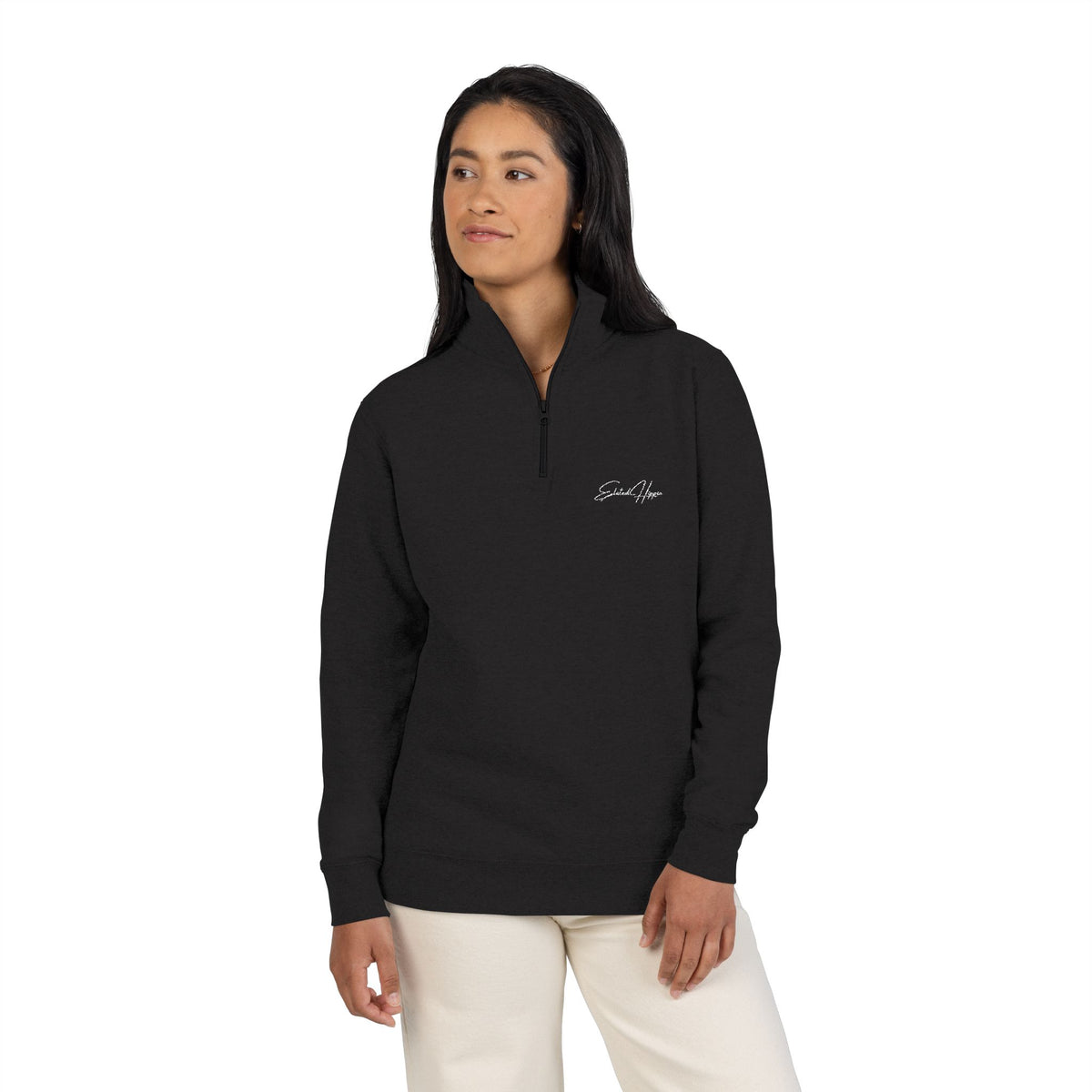 Elated Hippie Embroidered Quarter-Zip Fleece Pullover