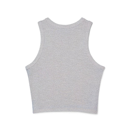 Playful Floral Smiley Racer Tank Top for Women - Perfect for Summer Vibes!