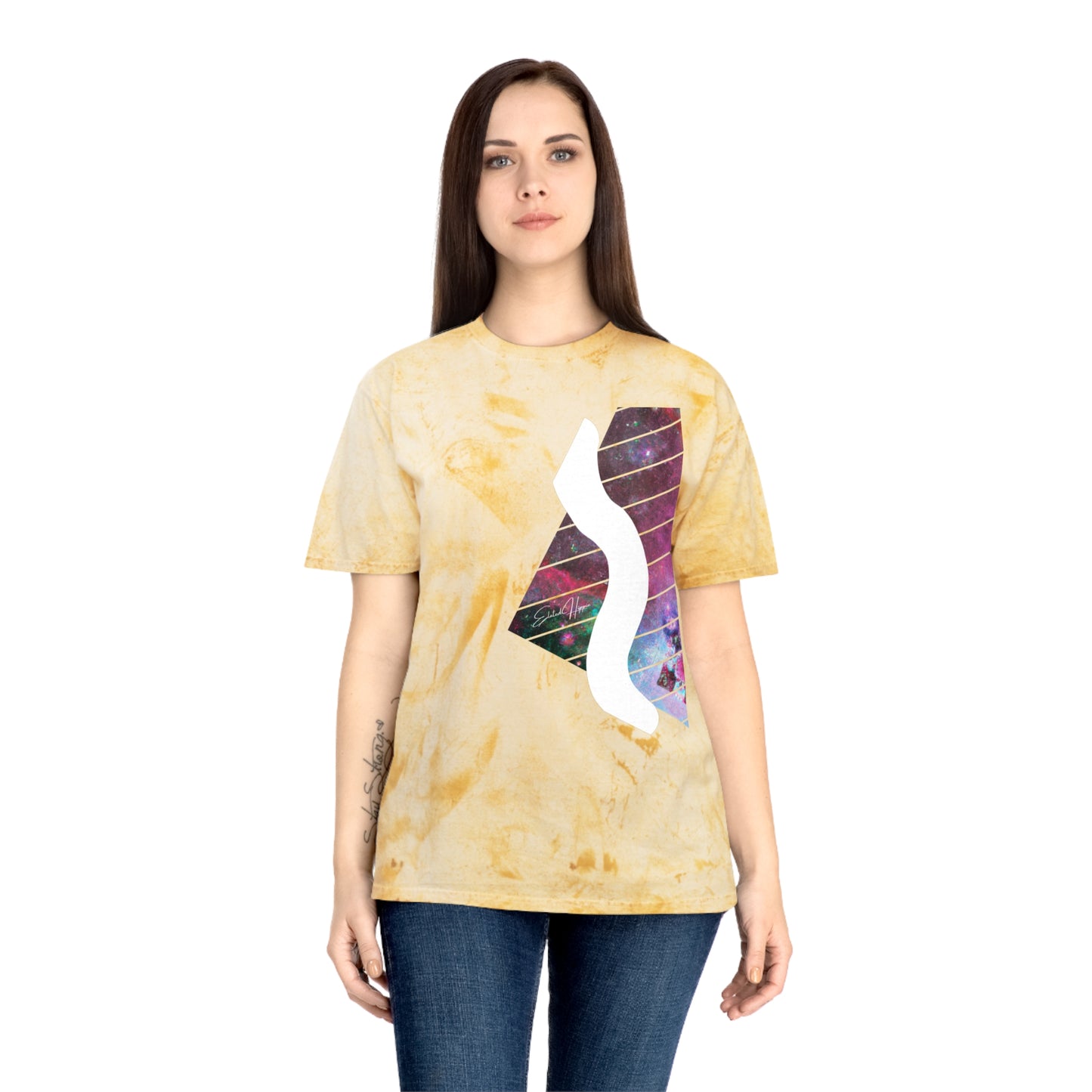 Elated Hippie Colorful Unisex 100% Cotton T-Shirt Swerve, Vibrant Graphic Tee for Art Lovers, Casual Summer Wear, Gift for Music and Art