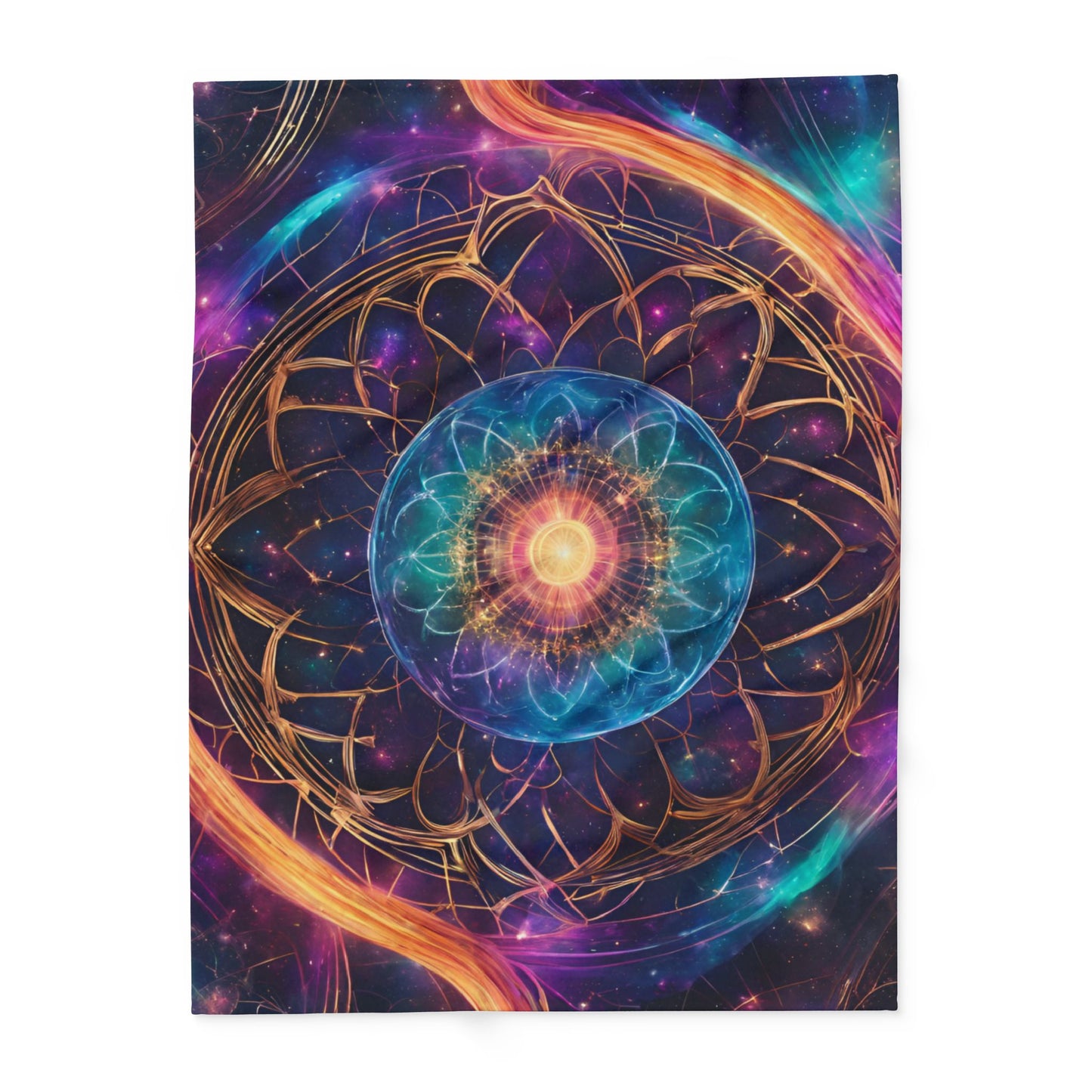 Elated Hippie "Rainbow Flower Mandala" Fleece Blanket