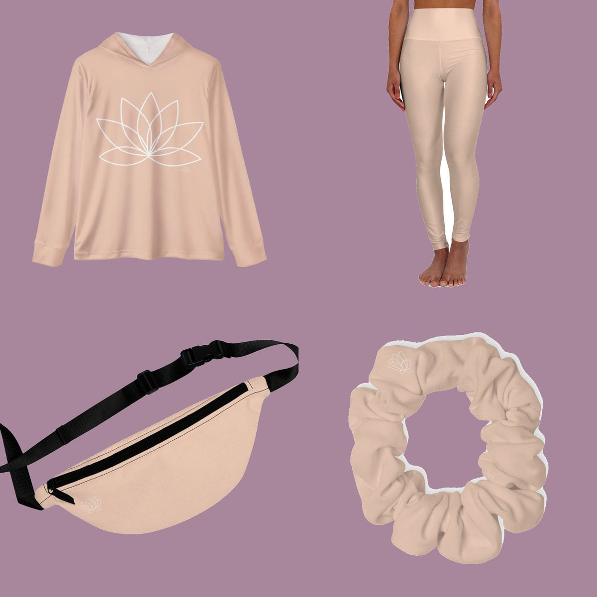 The Beach Babe Full Set — Hoodie, Leggings, Fanny Pack + Scrunchie — everything in the set