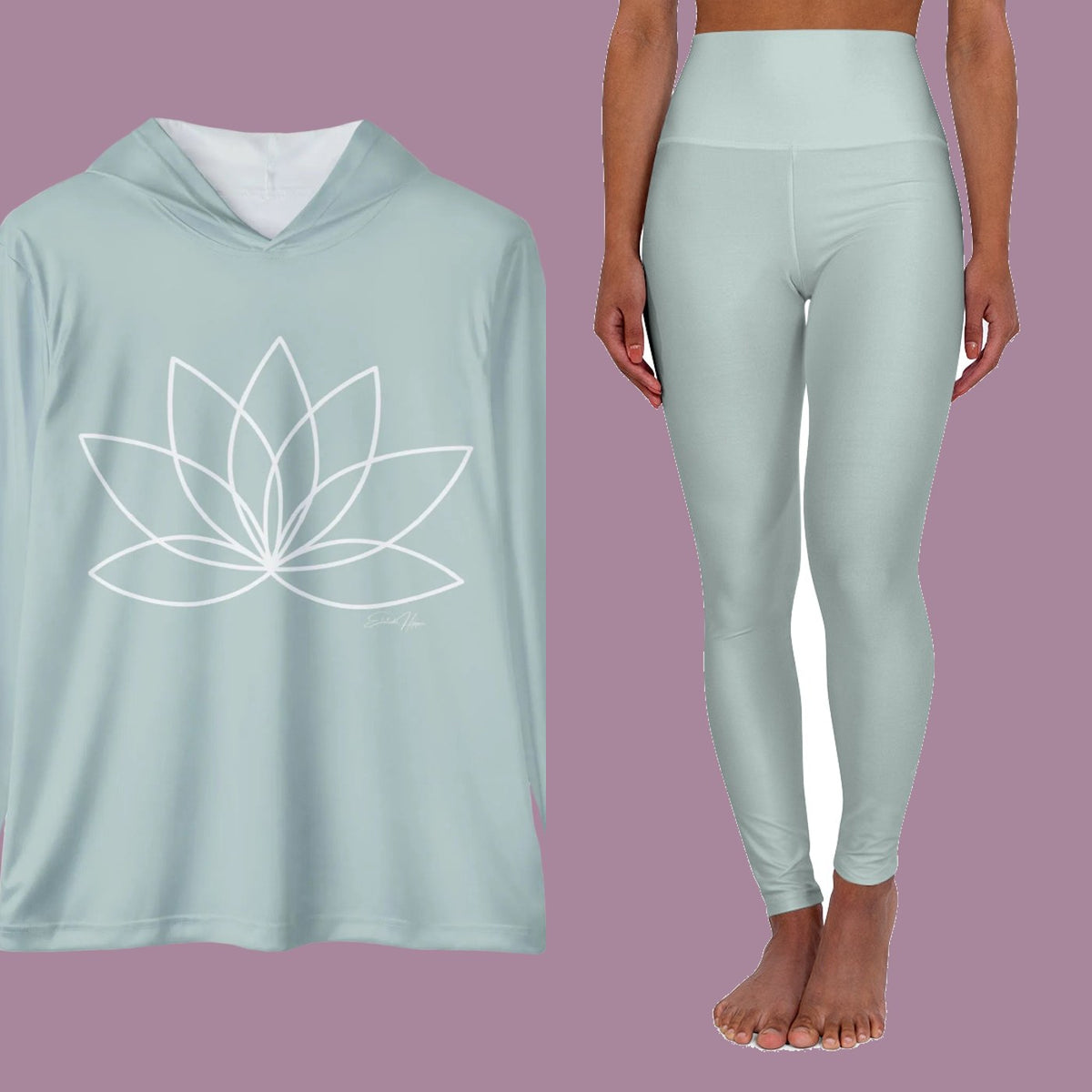 The Pale Sea Foam Duo — Hoodie + Leggings Set — everything in the set