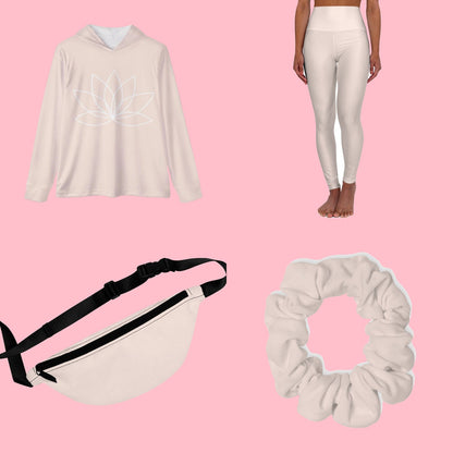 The Peachy Cream Full Set — Hoodie, Leggings, Fanny Pack + Scrunchie — everything in the set